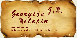 Georgije Miletin vizit kartica